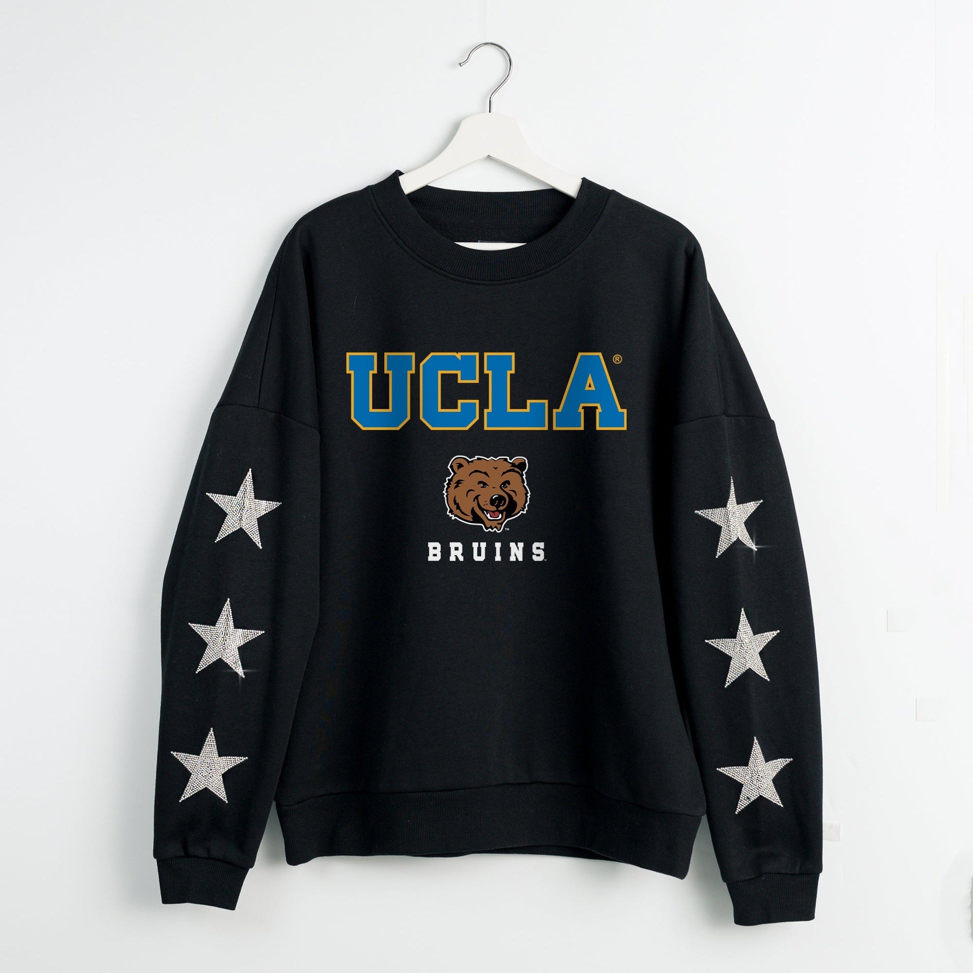 UCLA BRUINS VELOCITY STAR EMBELLISHED CREW SWEATSHIRT