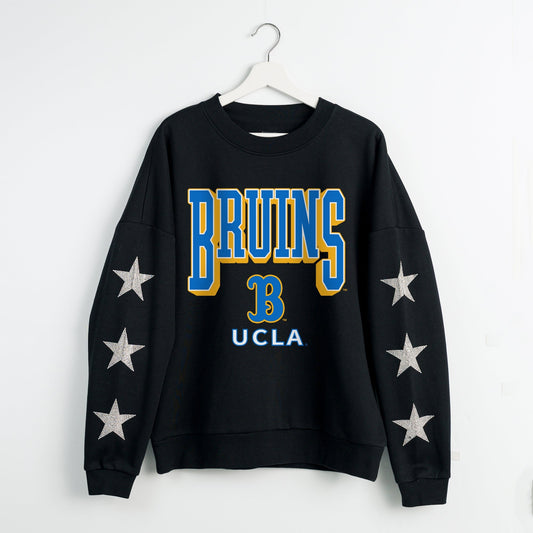 UCLA BRUINS PURE VICTORY EMBELLISHED STAR SLEEVE CREWNECK PULLOVER
