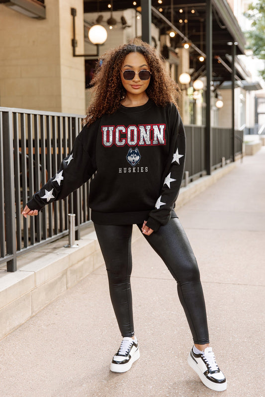 UCONN HUSKIES VELOCITY STAR EMBELLISHED CREW SWEATSHIRT