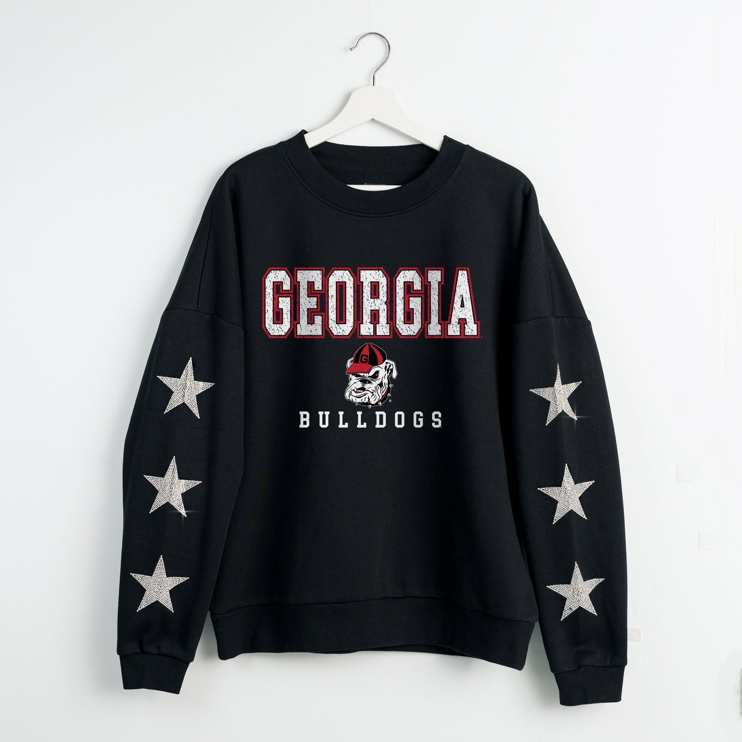 GEORGIA BULLDOGS VELOCITY STAR EMBELLISHED CREW SWEATSHIRT