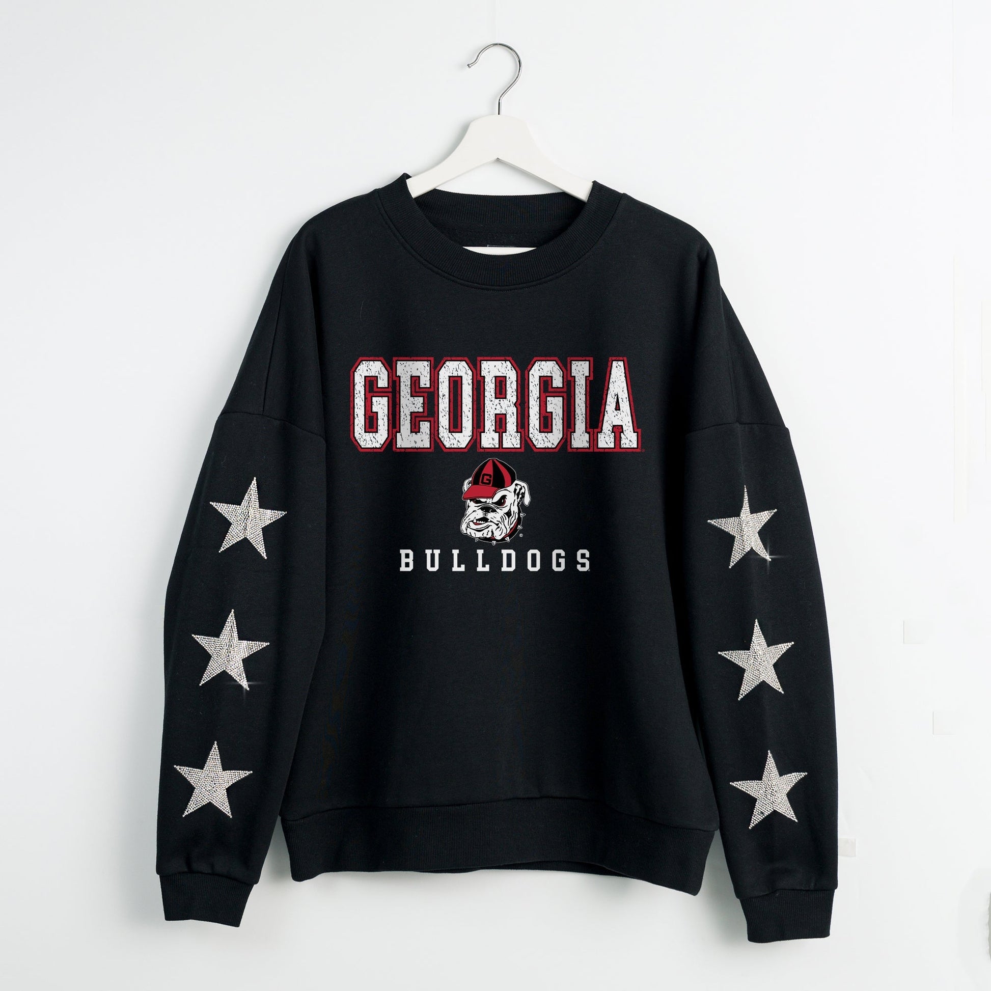 GEORGIA BULLDOGS VELOCITY STAR EMBELLISHED CREW SWEATSHIRT