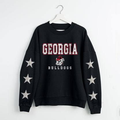 GEORGIA BULLDOGS VELOCITY STAR EMBELLISHED CREW SWEATSHIRT