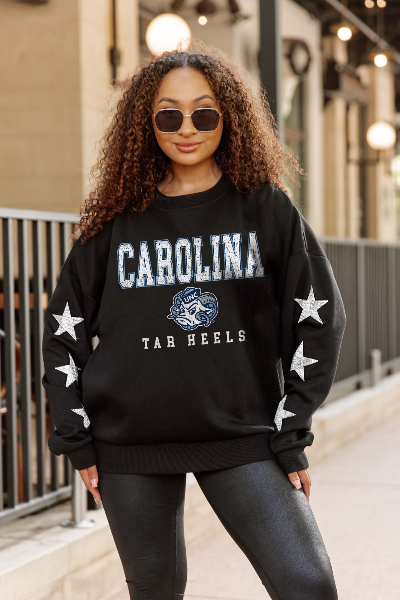 NORTH CAROLINA TAR HEELS VELOCITY STAR EMBELLISHED CREW SWEATSHIRT