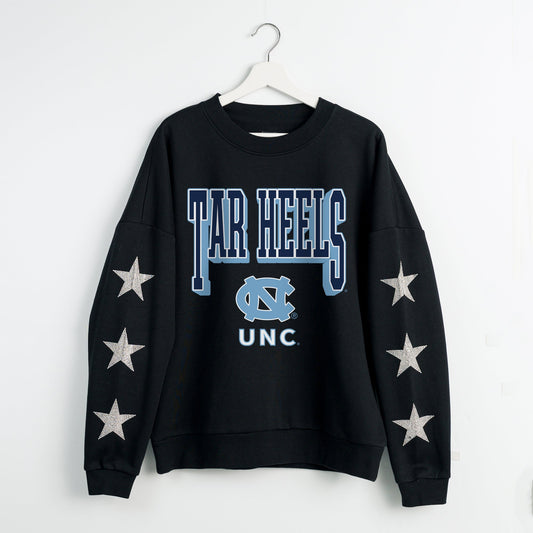 NORTH CAROLINA TAR HEELS PURE VICTORY EMBELLISHED STAR SLEEVE CREWNECK PULLOVER