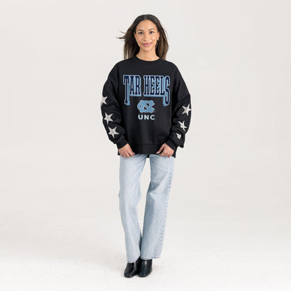 NORTH CAROLINA TAR HEELS PURE VICTORY EMBELLISHED STAR SLEEVE CREWNECK PULLOVER