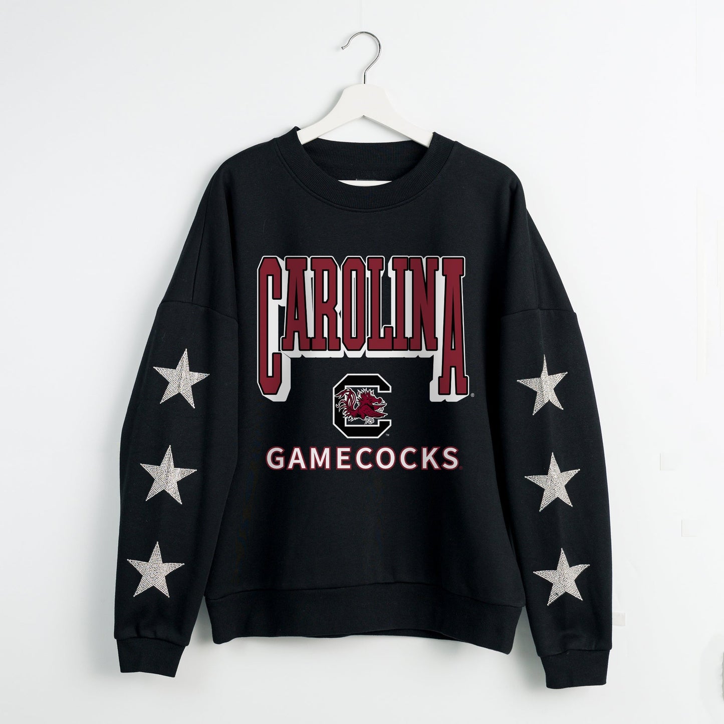 SOUTH CAROLINA GAMECOCKS PURE VICTORY EMBELLISHED STAR SLEEVE CREWNECK PULLOVER