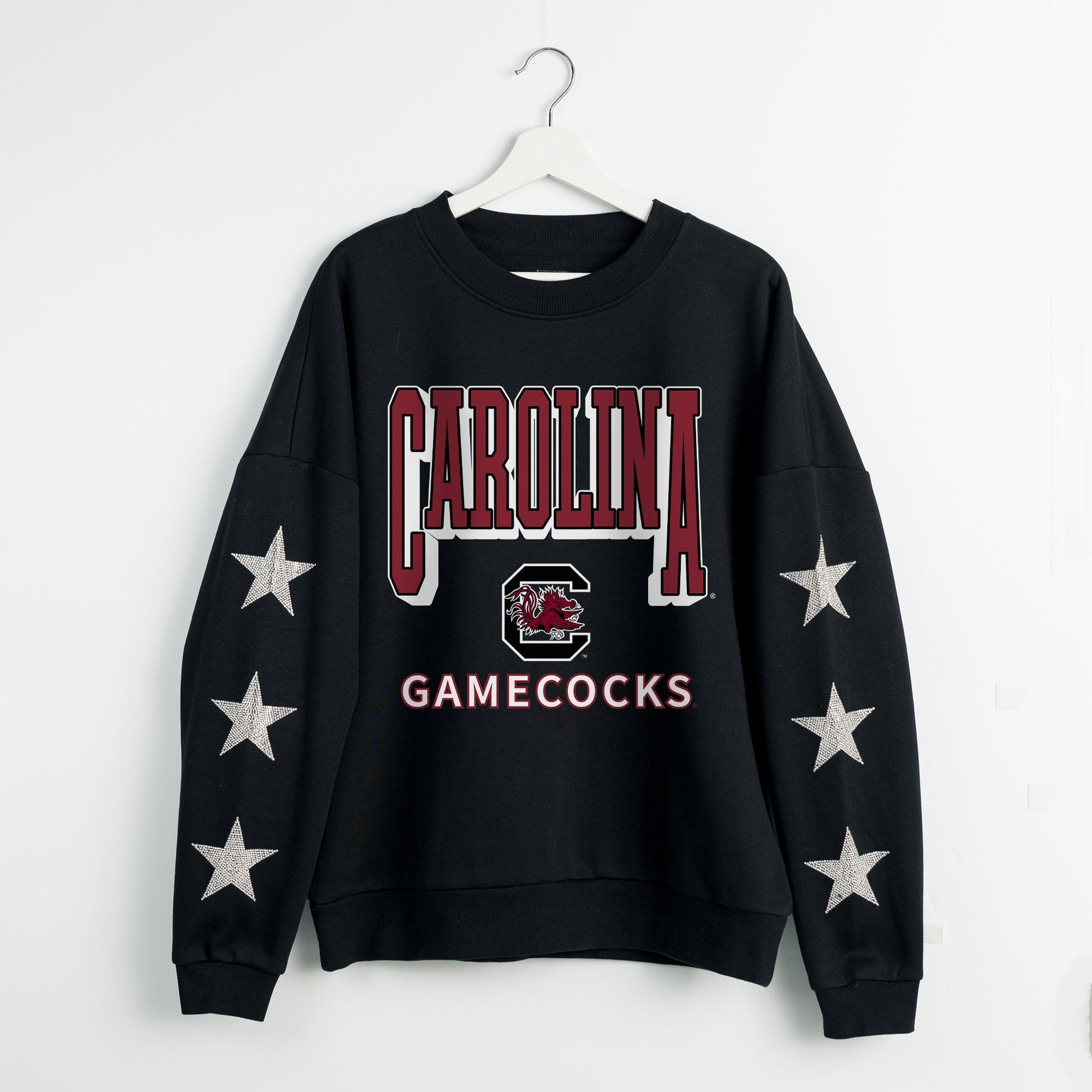 SOUTH CAROLINA GAMECOCKS PURE VICTORY EMBELLISHED STAR SLEEVE CREWNECK PULLOVER