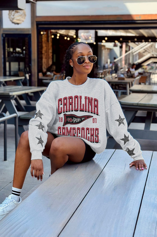 SOUTH CAROLINA GAMECOCKS PENNANT PRIDE EMBELLISHED STAR SLEEVE CREWNECK PULLOVER