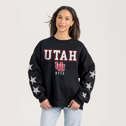 UTAH UTES VELOCITY STAR EMBELLISHED CREW SWEATSHIRT