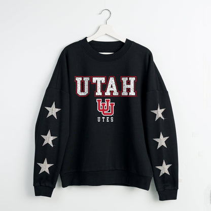 UTAH UTES VELOCITY STAR EMBELLISHED CREW SWEATSHIRT