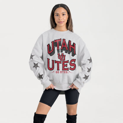 UTAH UTES RESILIENCE STAR EMBELLISHED CREW SWEATSHIRT