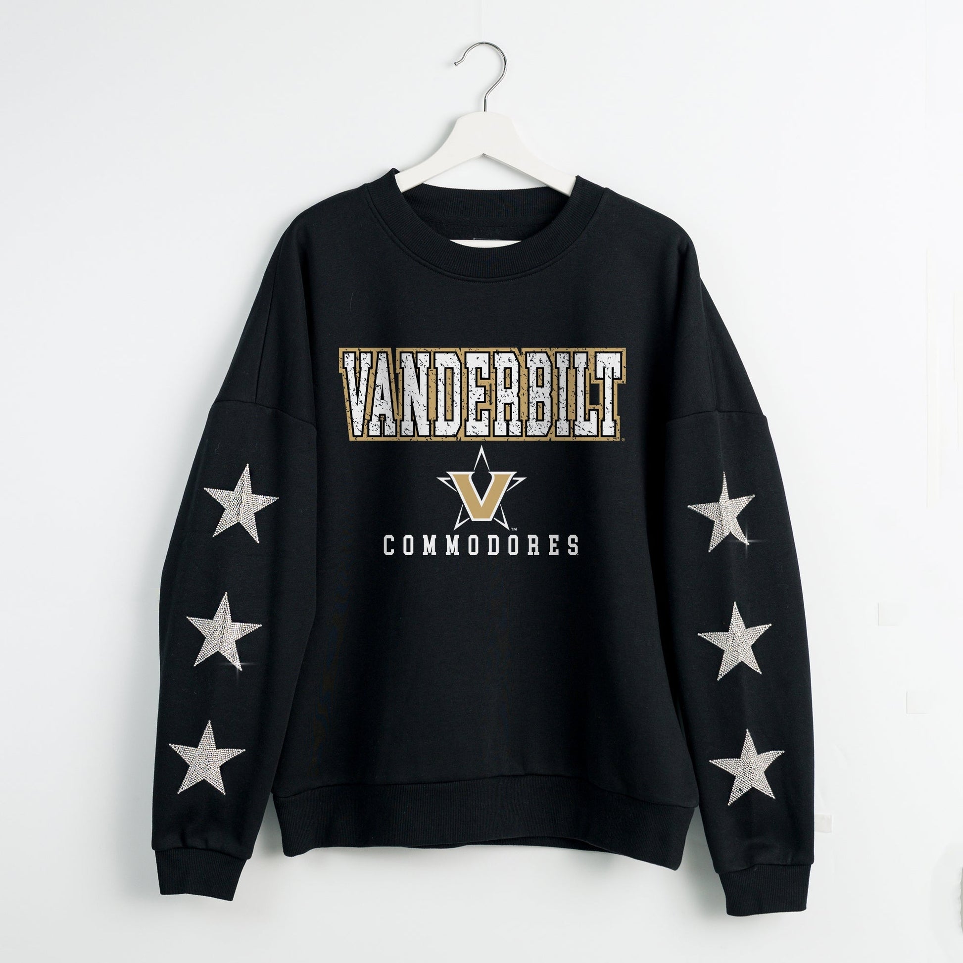 VANDERBILT COMMODORES VELOCITY STAR EMBELLISHED CREW SWEATSHIRT