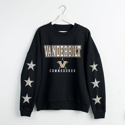 VANDERBILT COMMODORES VELOCITY STAR EMBELLISHED CREW SWEATSHIRT