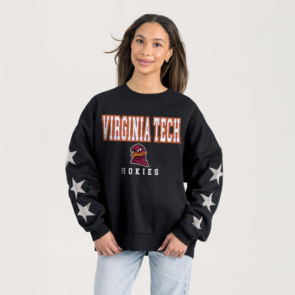 VIRGINIA TECH HOKIES VELOCITY STAR EMBELLISHED CREW SWEATSHIRT