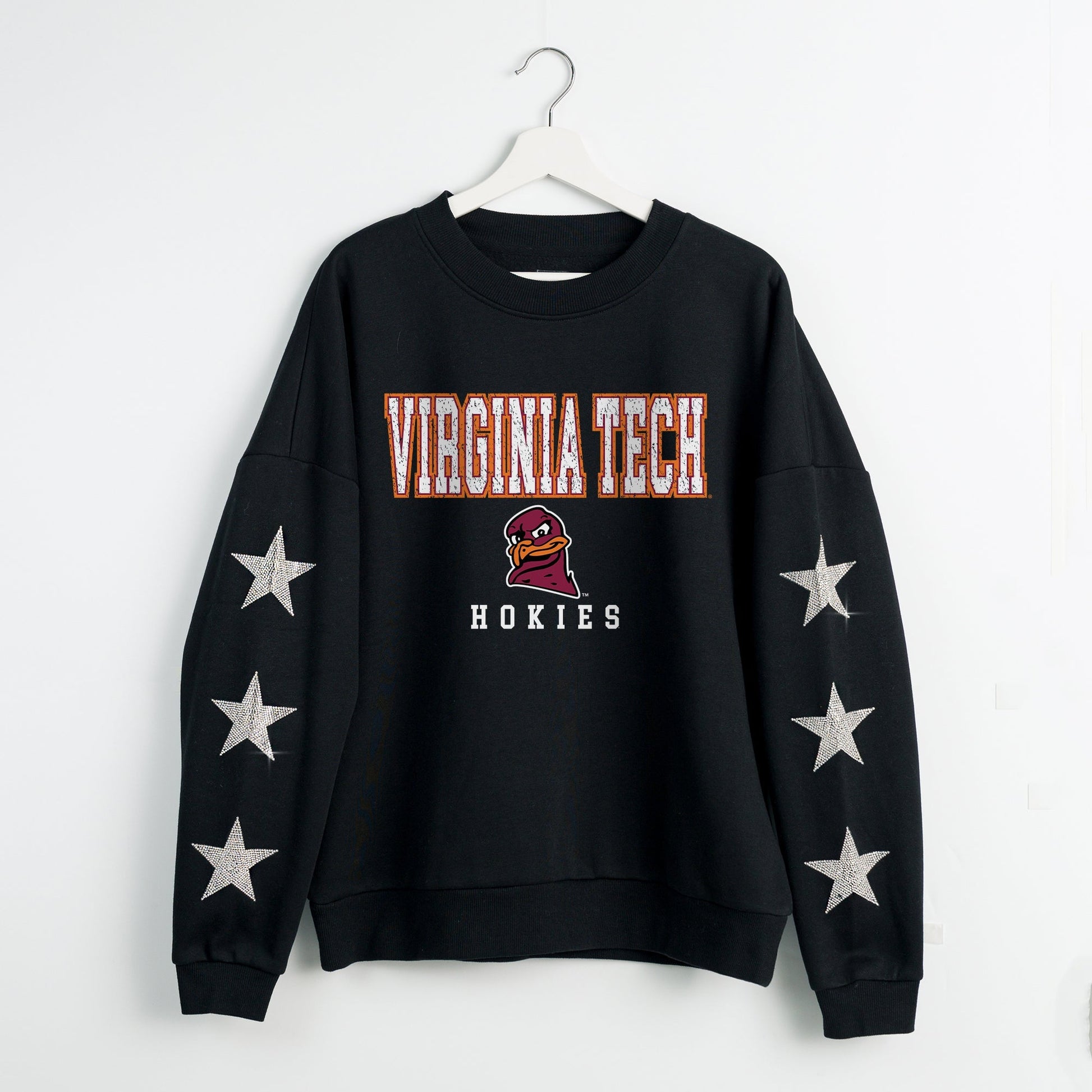 VIRGINIA TECH HOKIES VELOCITY STAR EMBELLISHED CREW SWEATSHIRT