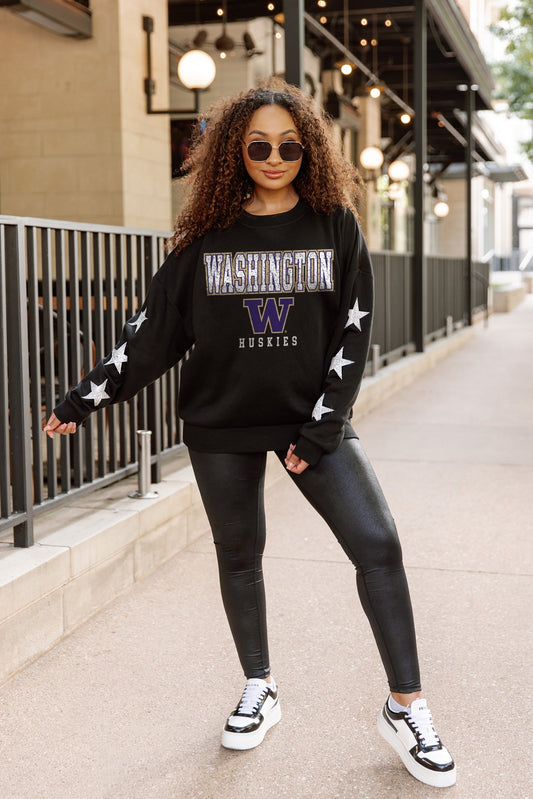 WASHINGTON HUSKIES VELOCITY STAR EMBELLISHED CREW SWEATSHIRT