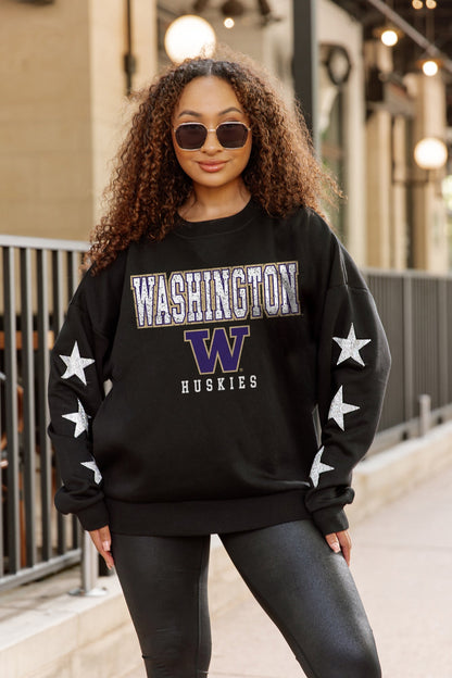 WASHINGTON HUSKIES VELOCITY STAR EMBELLISHED CREW SWEATSHIRT