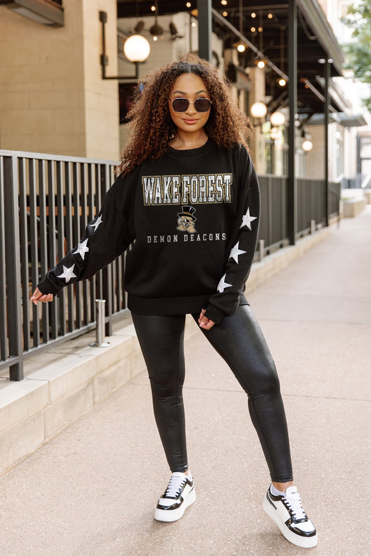 WAKE FOREST DEMON DEACONS VELOCITY STAR EMBELLISHED CREW SWEATSHIRT