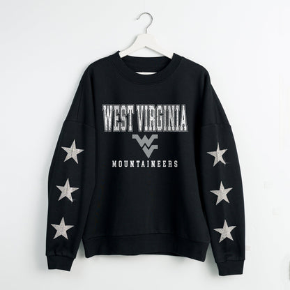 WEST VIRGINIA MOUNTAINEERS VELOCITY STAR EMBELLISHED CREW SWEATSHIRT