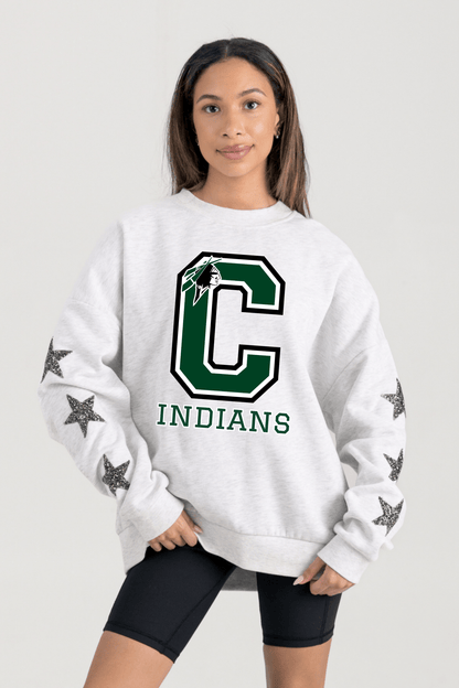 CATOOSA INDIANS EMBELLISHED STAR SLEEVE CREWNECK SWEATSHIRT - The Club