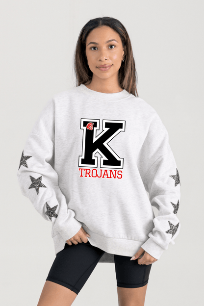 KIEFER TROJANS EMBELLISHED STAR SLEEVE CREWNECK SWEATSHIRT - The Club