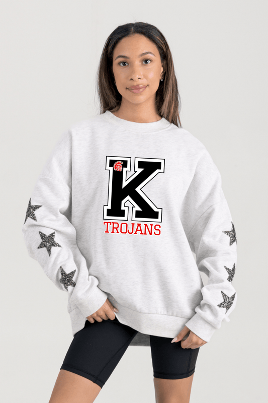 KIEFER TROJANS EMBELLISHED STAR SLEEVE CREWNECK SWEATSHIRT - The Club