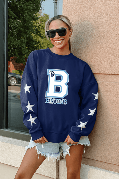 BARTLESVILLE BRUINS EMBELLISHED STAR SLEEVE CREWNECK SWEATSHIRT - The Club