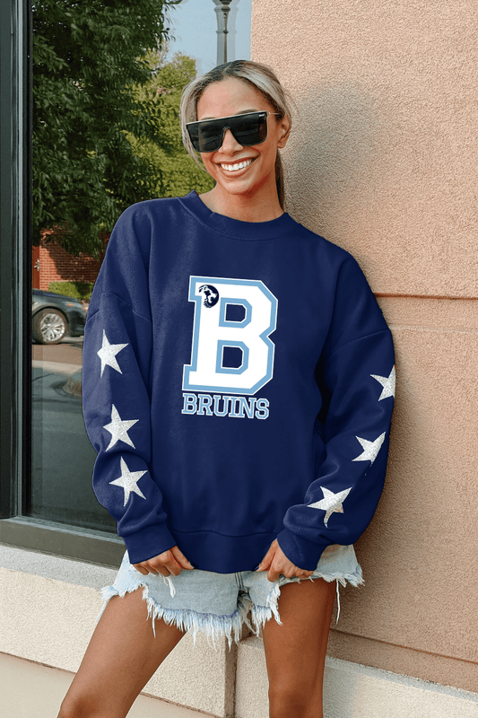 BARTLESVILLE BRUINS EMBELLISHED STAR SLEEVE CREWNECK SWEATSHIRT - The Club