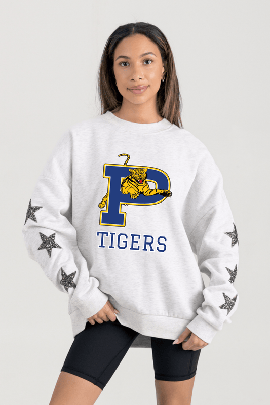 PRYOR TIGERS EMBELLISHED STAR SLEEVE CREWNECK SWEATSHIRT - The Club