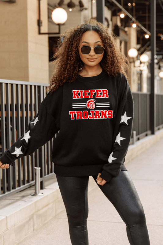 KIEFER TROJANS EMBELLISHED STAR SLEEVE CREWNECK SWEATSHIRT - The Club