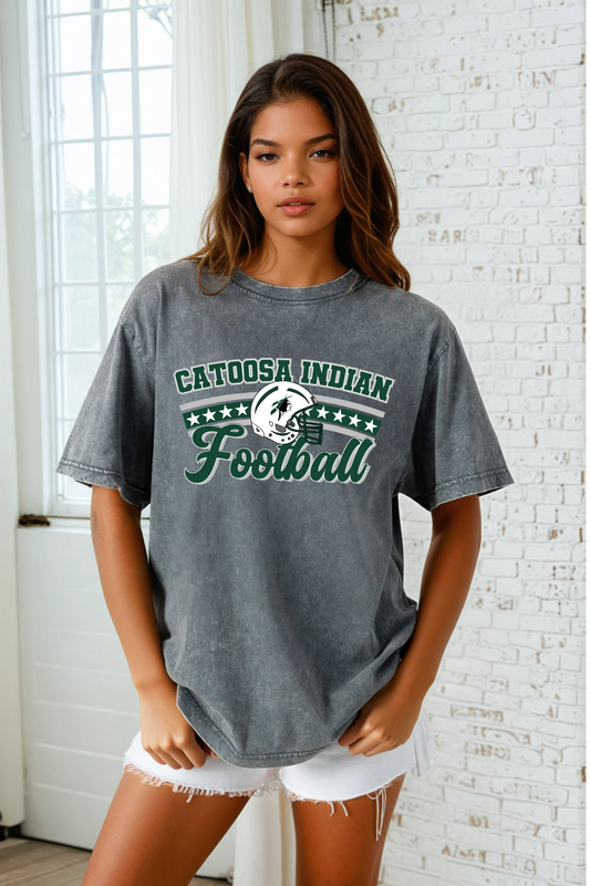 CATOOSA INDIANS FOOTBALL VINTAGE WASH BOYFRIEND TEE
