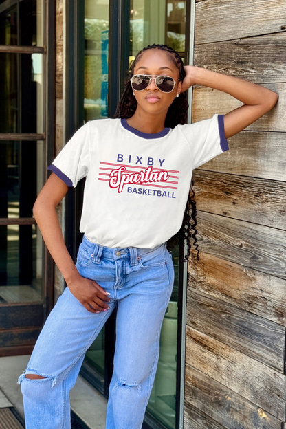 BIXBY SPARTANS BASKETBALL VINTAGE RINGER TEE