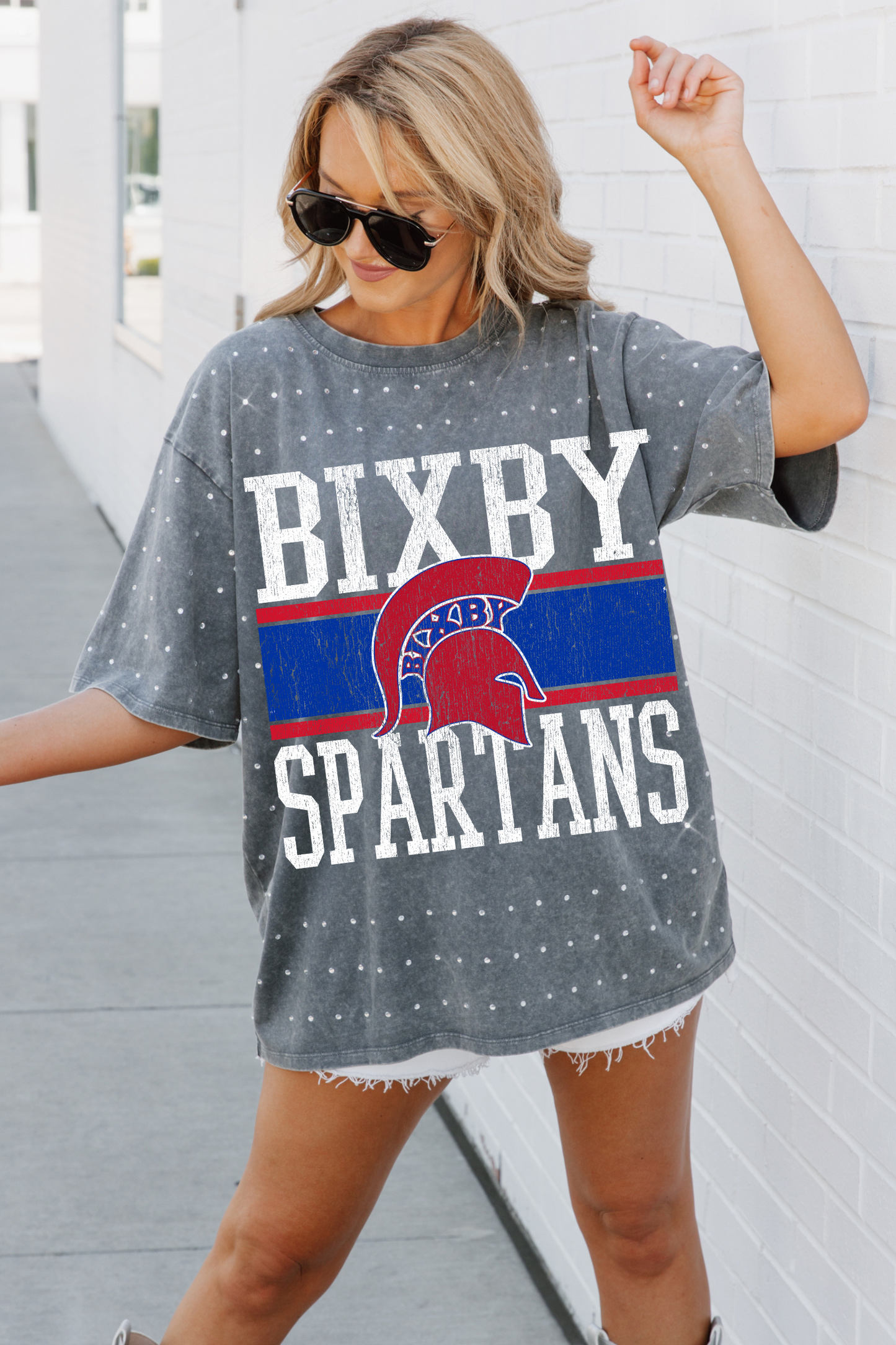 LOUD AND PROUD SPARTAN OVERSIZED EMBELLISHED TEE