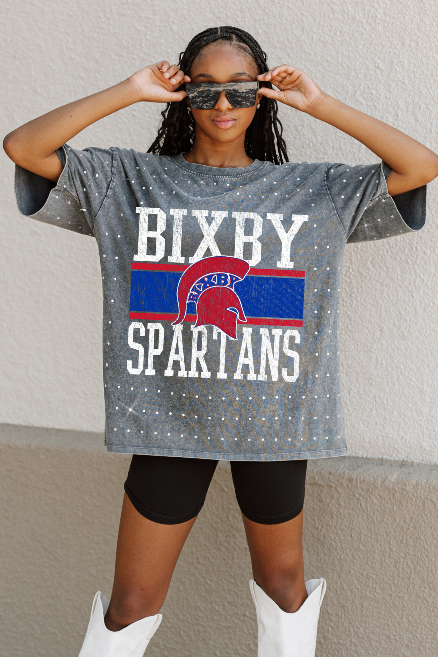 LOUD AND PROUD SPARTAN OVERSIZED EMBELLISHED TEE