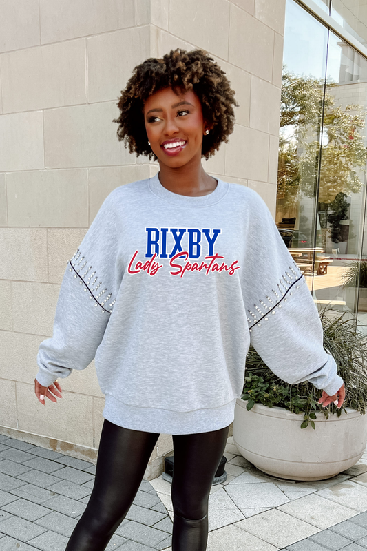 BIXBY SPARTANS BASKETBALL FLEECE PULLOVER WITH JEWEL SLEEVE EMBELLISHMENTS