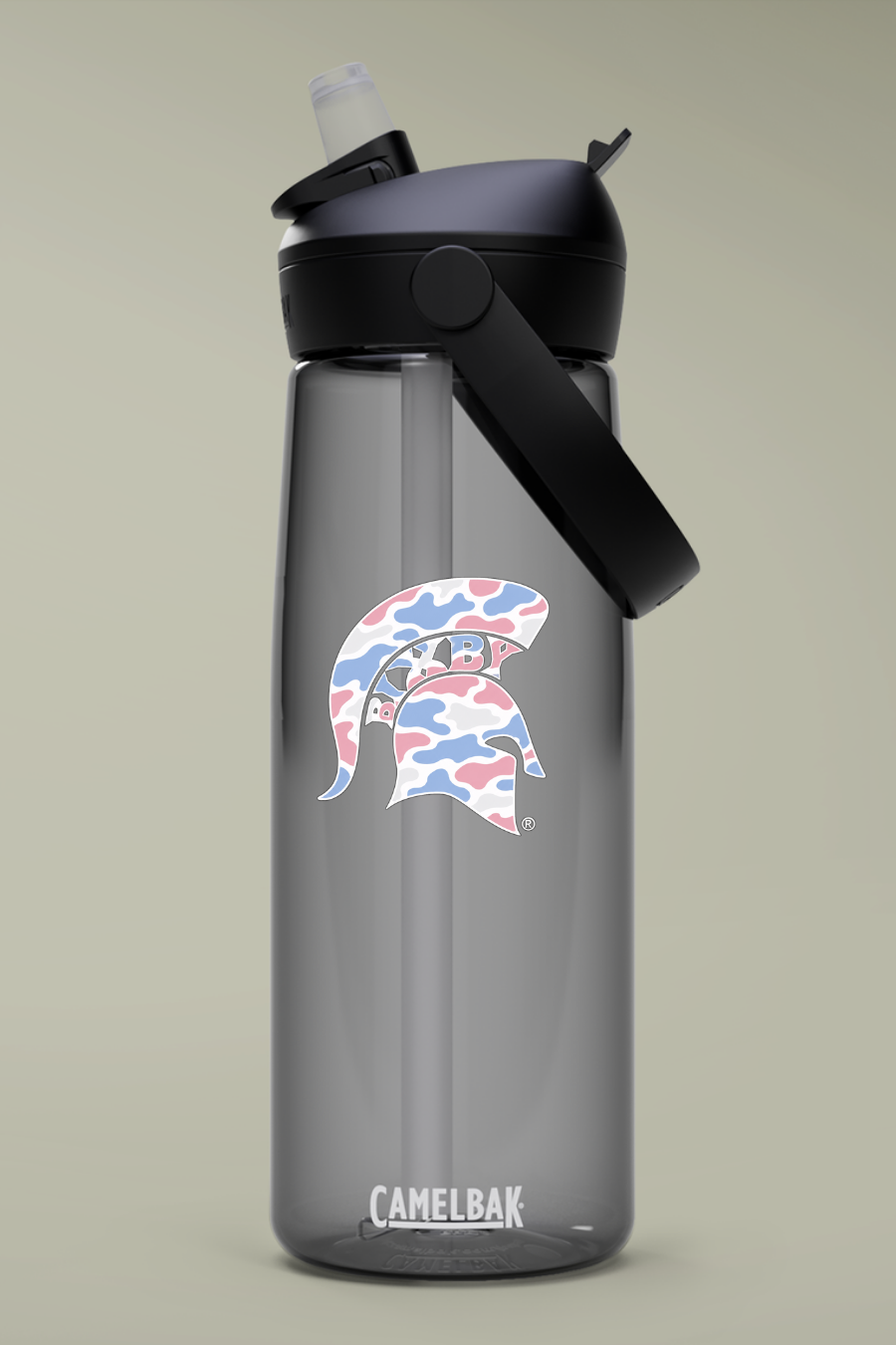 BCE - Camo Spartan Head 25oz Flip Straw Water Bottle
