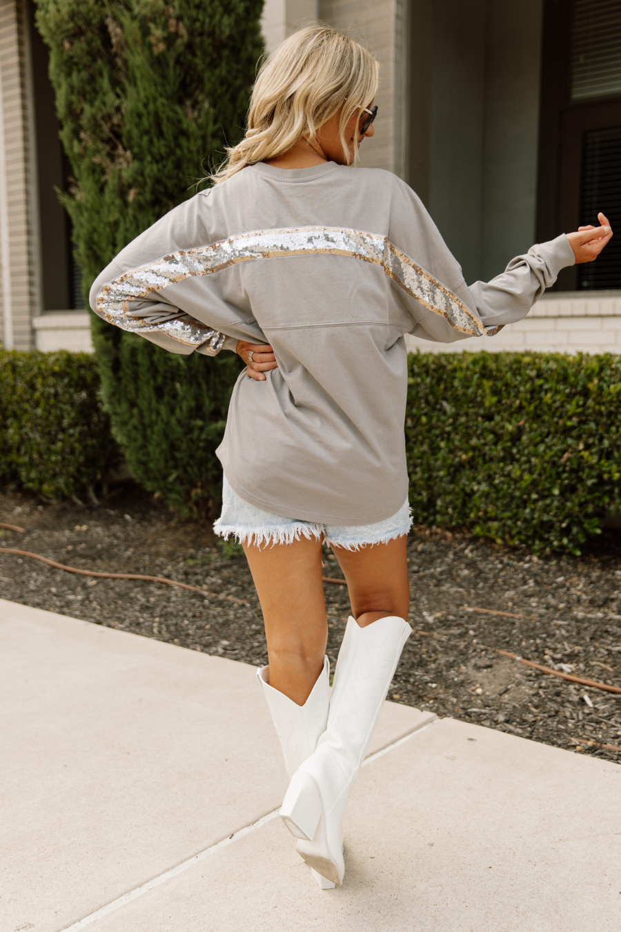 WE ARE BIXBY SEQUIN TRIM PULLOVER