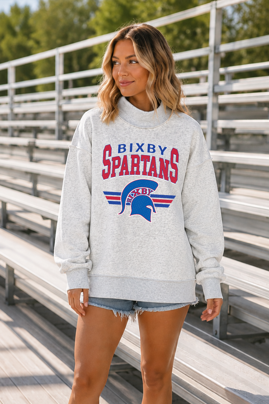 *PRE-ORDER* PB008 - BIXBY SPARTANS MOCK NECK SWEATSHIRT