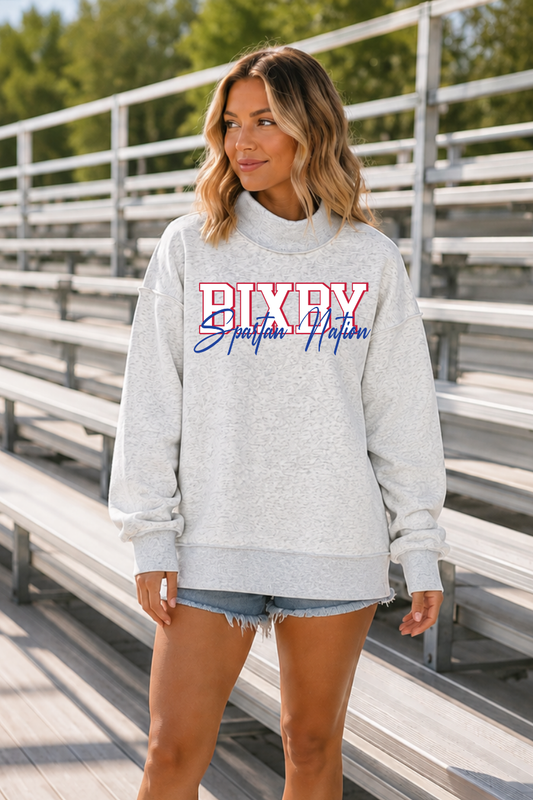 *PRE-ORDER* PB008 - BIXBY SPARTANS MOCK NECK SWEATSHIRT