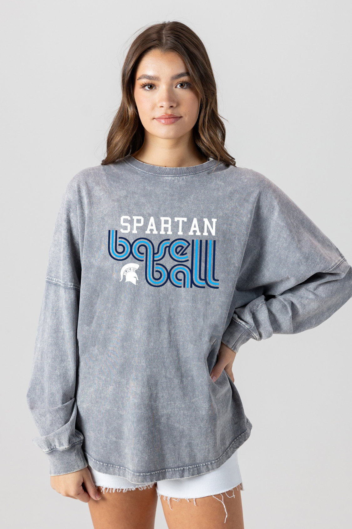 BIXBY SPARTANS BASEBALL FADED WASH PULLOVER