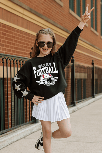 BIXBY SPARTANS YOUTH EMBELLISHED STAR SLEEVE CREWNECK SWEATSHIRT - The Club