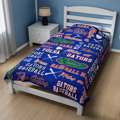GATB022V - GATOR BASEBALL VELVETEEN PLUSH BLANKET - CUSTOM