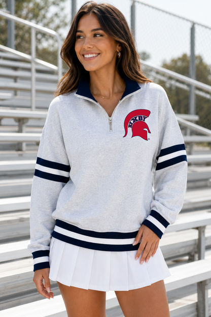 BIXBY SPARTANS STRIPE TRIM QUARTER ZIP PULLOVER