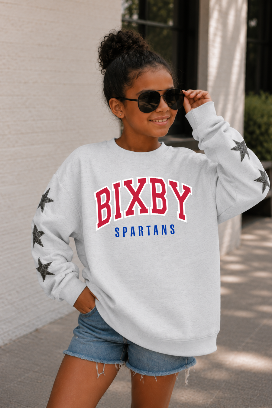 BCE - BIXBY SPARTANS YOUTH EMBELLISHED STAR SLEEVE SWEATSHIRT