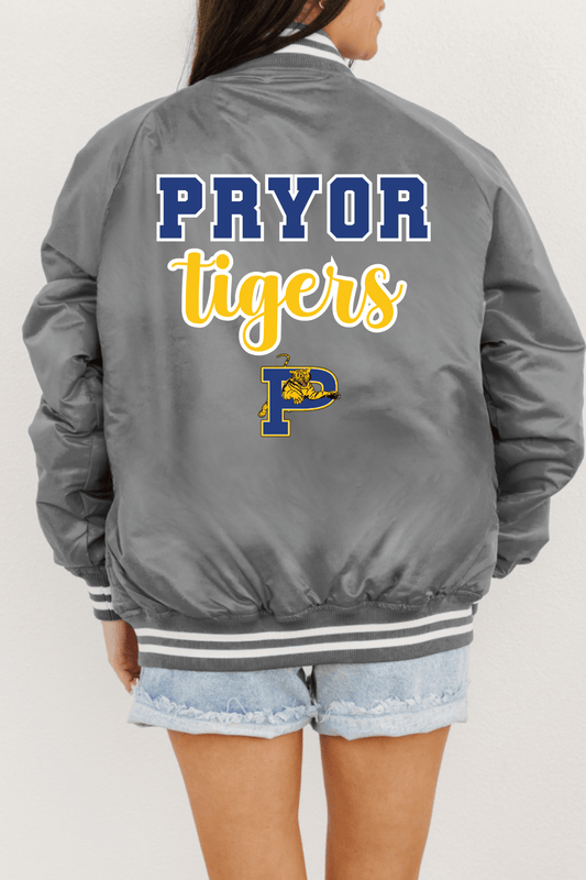 PRYOR TIGERS SPORT STRIPE VARSITY JACKET - The Club