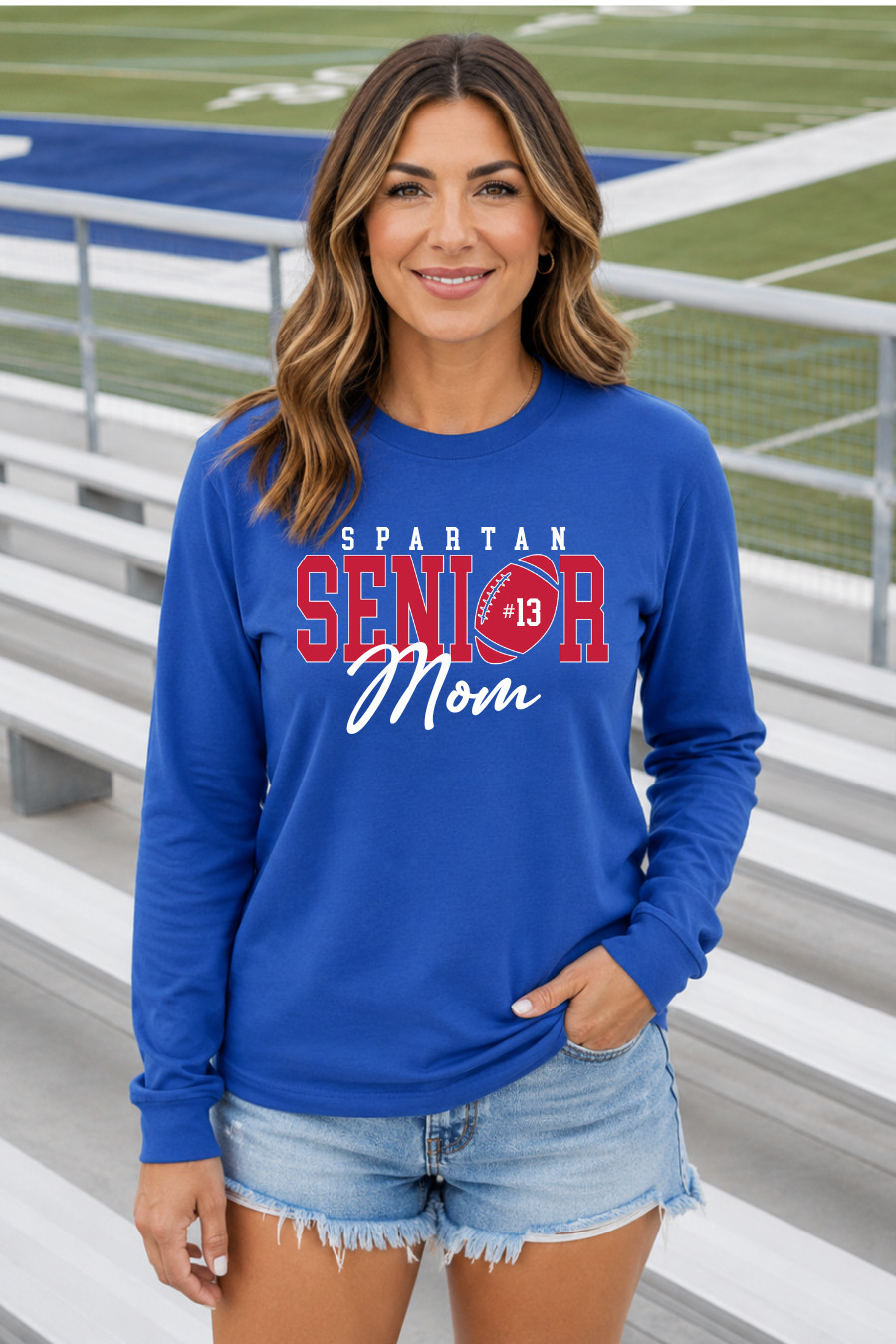 BIXBY SPARTAN SENIOR FOOTBALL MOM PRE-ORDER LONG SLEEVE TEE