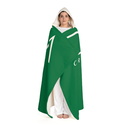 Hooded Sherpa Blanket – Cozy Green Crest Fleece Throw