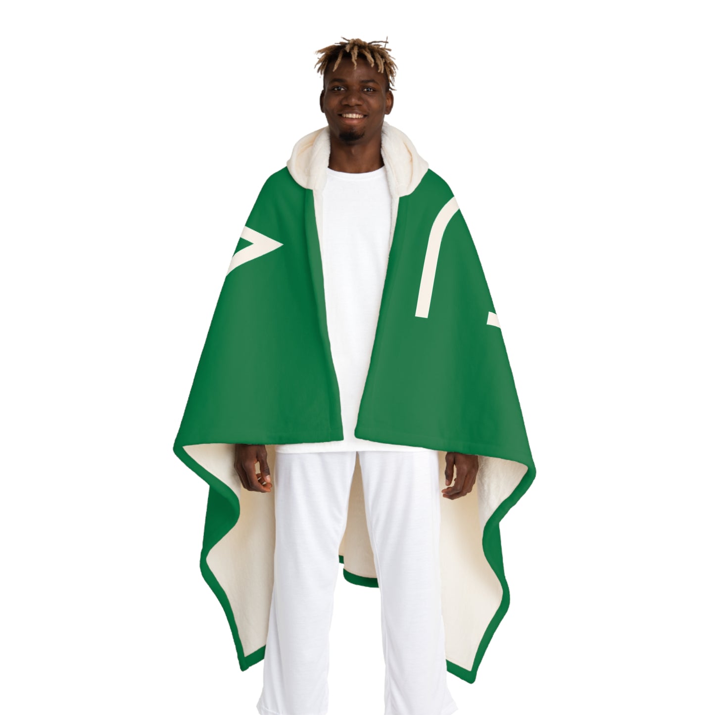 Hooded Sherpa Blanket – Cozy Green Crest Fleece Throw