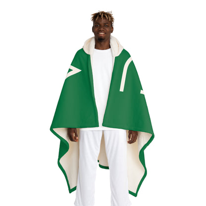 Hooded Sherpa Blanket – Cozy Green Crest Fleece Throw