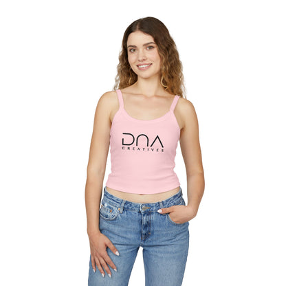 Women’s Spaghetti Tank Top — DVA Creatives Logo Crop